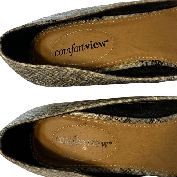 Comfortview Maddy Snake Print Block Heel Pumps 9.5 Gray Embossed Comfort Cushion - Picture 4 of 10